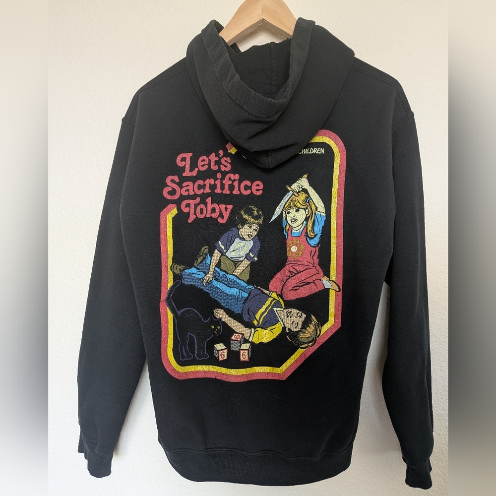 "Let's Sacrifice Toby" Black Hoodie w/ Retro Print